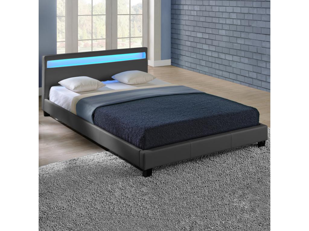 Paris LED Upholstered Bed 180x200 cm Dark Grey