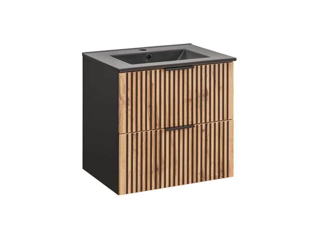 60cm Vanity Unit in Wood and Black