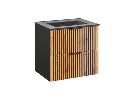 60cm Vanity Unit in Wood and Black
