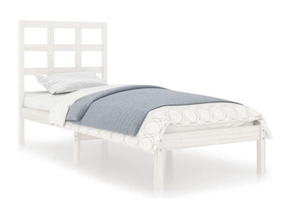White bed frame without mattress, 100x200 cm, solid wood