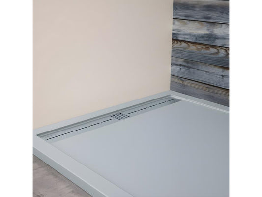 Grey shower tray with smooth finish and coloured cover grid - 200x70 cm