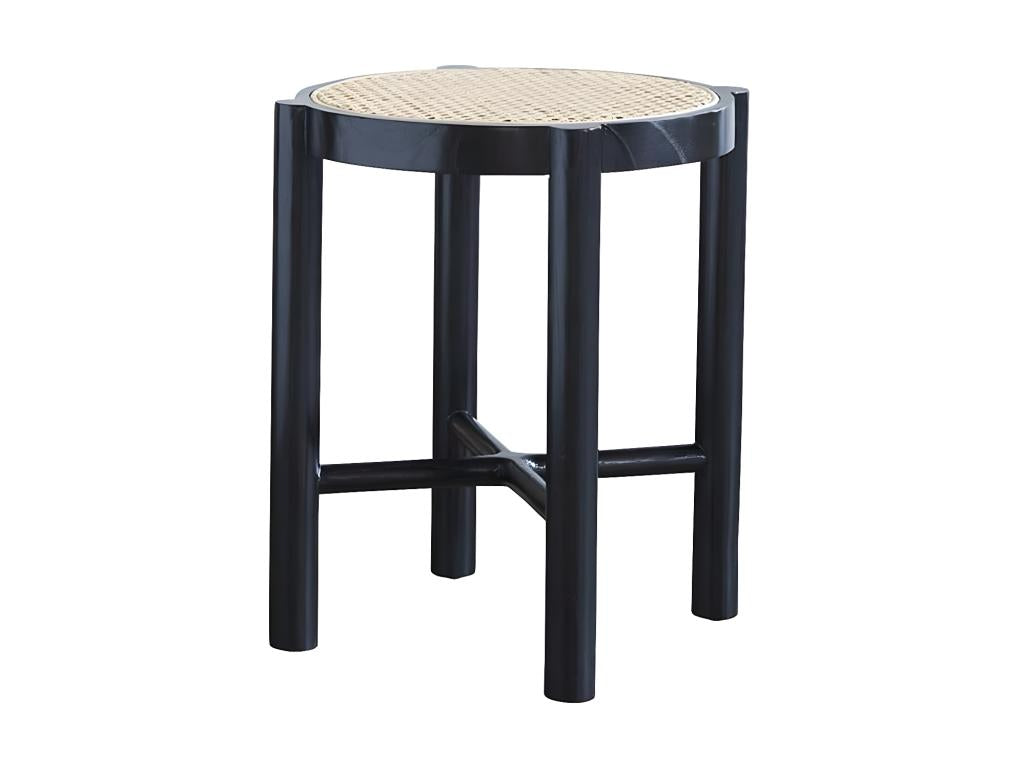 Bedside table in solid mahogany and caning