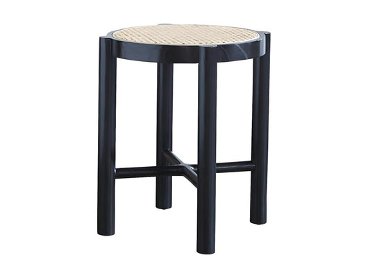 Bedside table in solid mahogany and caning