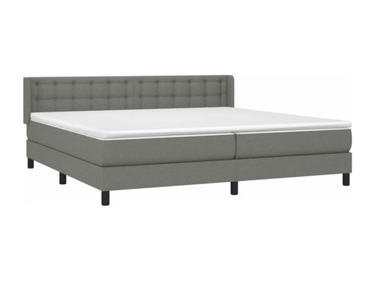 Upholstered bed base with mattress, dark grey, 200x200cm, fabric