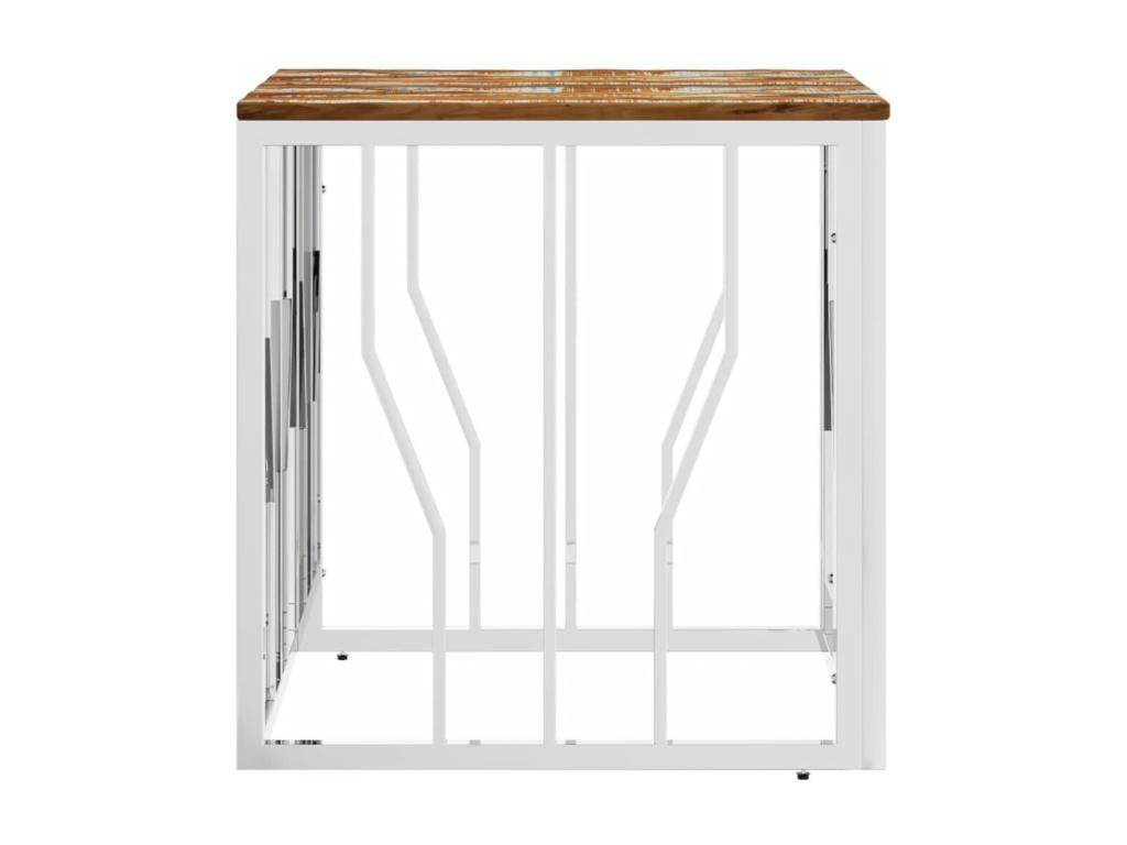 Silver coffee table, stainless steel/reclaimed solid wood