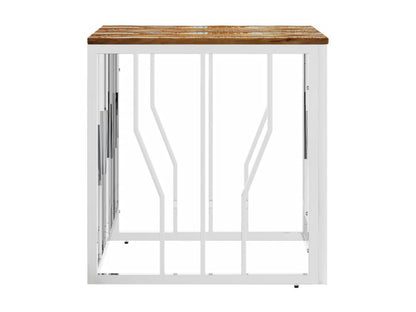 Silver coffee table, stainless steel/reclaimed solid wood