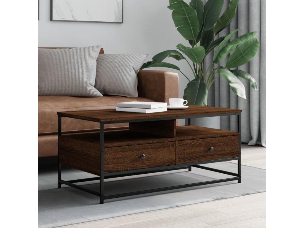 Brown oak coffee table, 100x51x45 cm, engineered wood