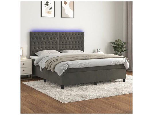 Bed base with mattress and LED, Dark Grey, 180x200