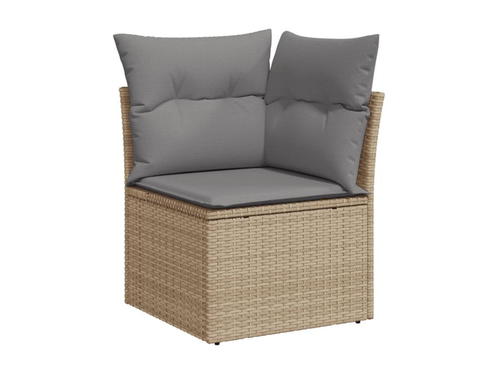 11-piece garden furniture set and cushions, meDekonao beige woven resin