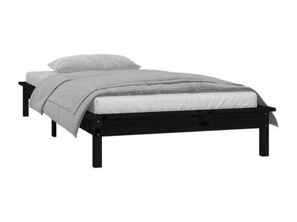 Black LED bed frame (mattress not included) 100x200 cm solid wood