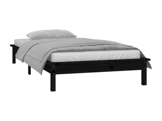 Black LED bed frame (mattress not included) 100x200 cm solid wood