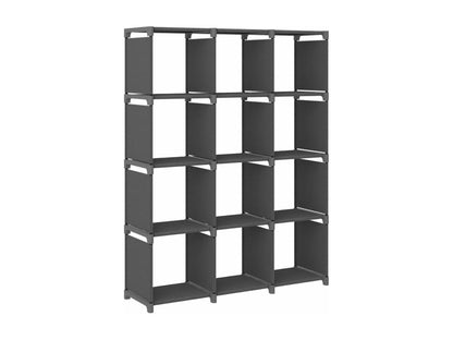 12-cube display shelf, grey, 103x30x141 cm, fabric