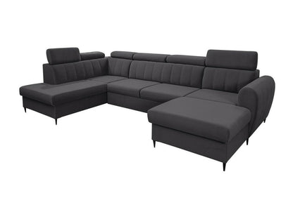 Corner sofa 128 Grey Sleeping function Bed box 355x200x90cm