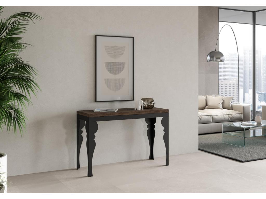 Paxon Double Extendable Folding Table 120x45/90 cm Walnut with Anthracite Frame