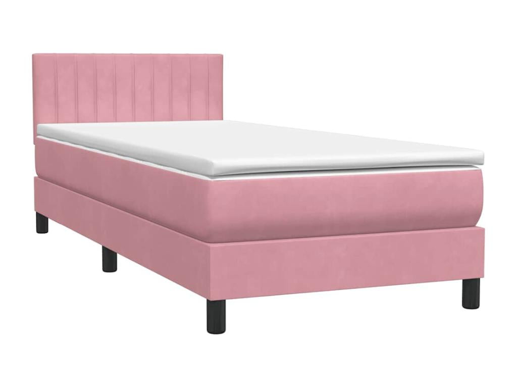 Bed base with pink velvet mattress 80x220 cm
