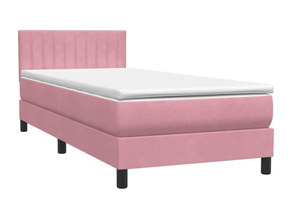 Bed base with pink velvet mattress 80x220 cm