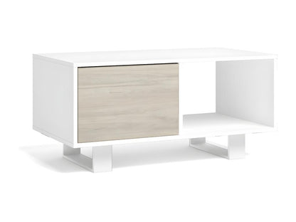 Coffee table with doors. White frame model with oak doors.