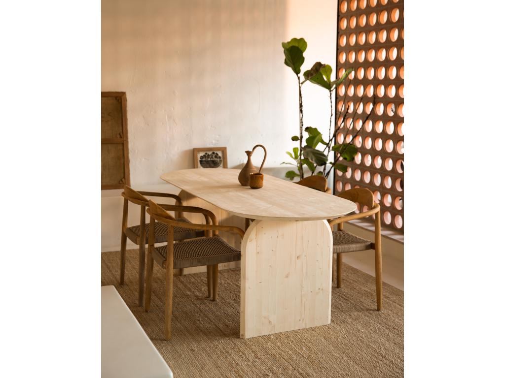 Oval dining table in natural fir wood 200x75.2cm -