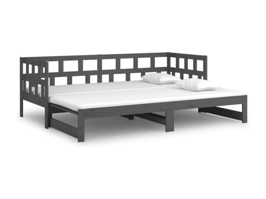 Sliding bed, grey, solid pine wood, 2 x 90 x 190 cm