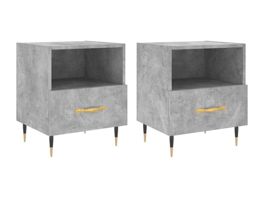 2pcs bedside tables, concrete grey, 40x35x47.5cm, engineered wood