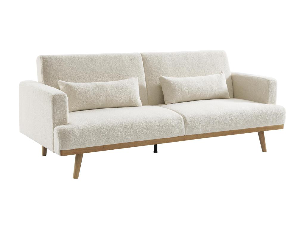 3-seater convertible sofa in white fabric