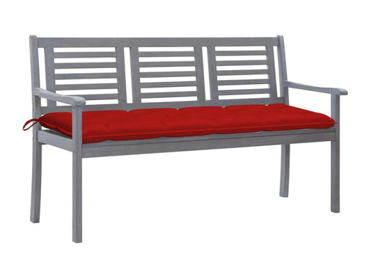 3-seater garden bench with cushion, 150 cm, Eucalyptus Grey