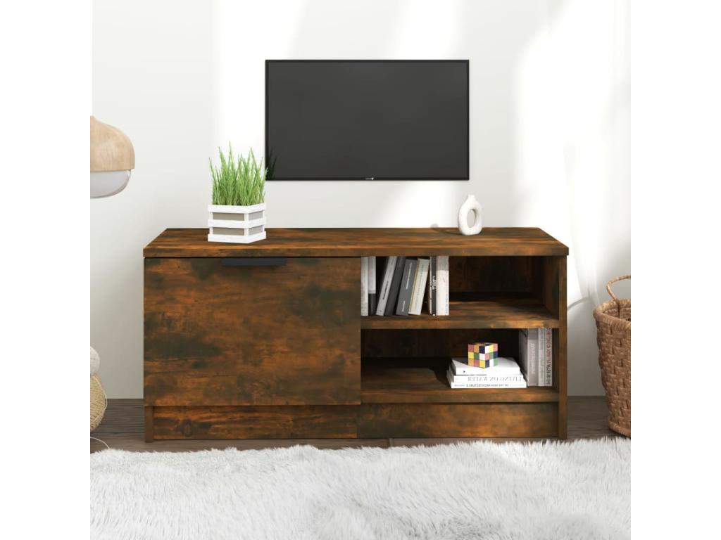 Smoked oak TV stand 80x35x36.5 cm Engineered wood