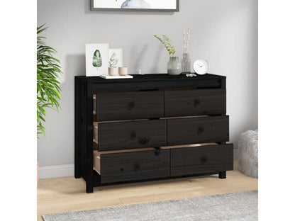 Black side cabinet 100x40x72 cm Solid pine wood