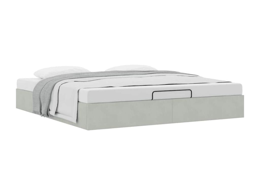 Light grey velvet ottoman bed frame (mattress not included) 160x200 cm