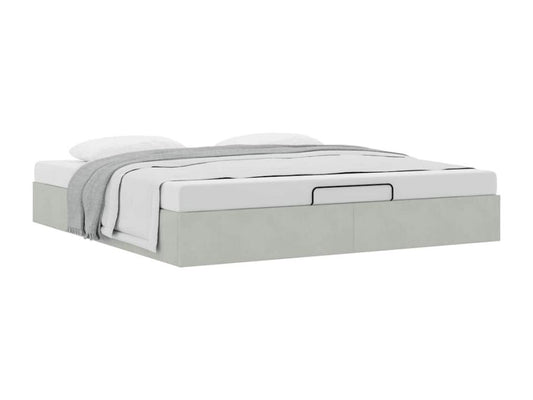 Light grey velvet ottoman bed frame (mattress not included) 160x200 cm