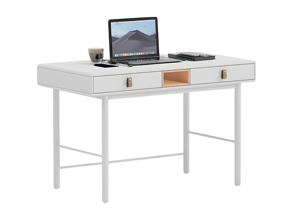 Office desk with 2 drawers in white wood - length 120 x depth 60 x height 75 cm