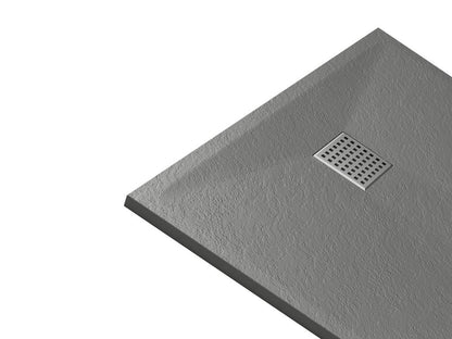 Extra-flat shower tray, for surface or recess installation, cuttable, made of SMC resin - Grey - 140x90 cm -