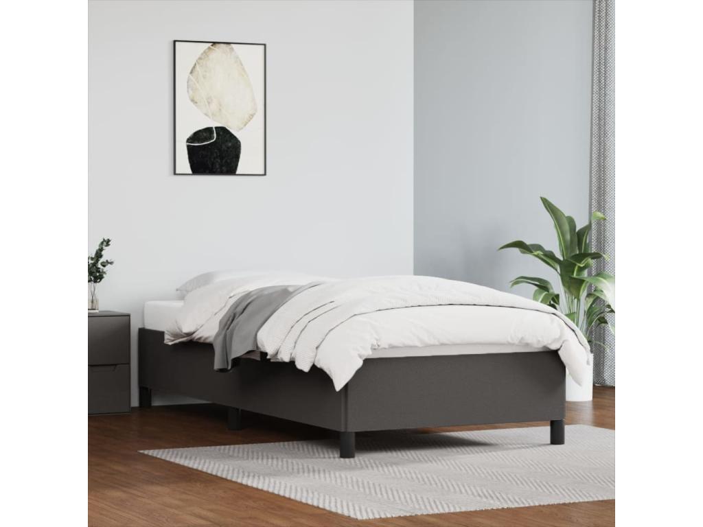 Grey bed frame 90x200 cm faux leather