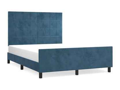 Bed frame with headboard, dark blue, 140x190 cm, velvet