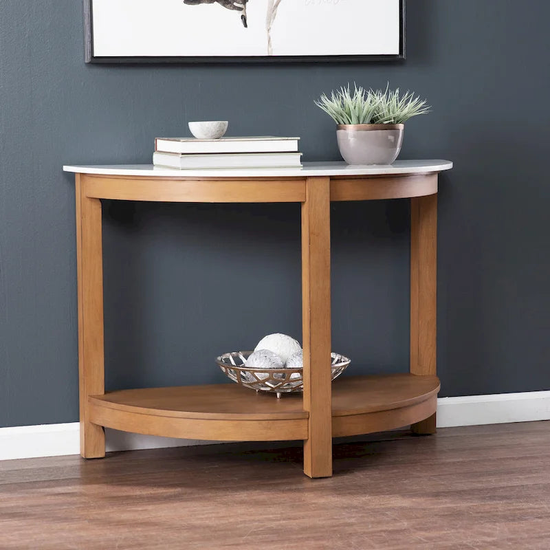 SEI Furniture Carmona Natural Wood Two Tier Console Table