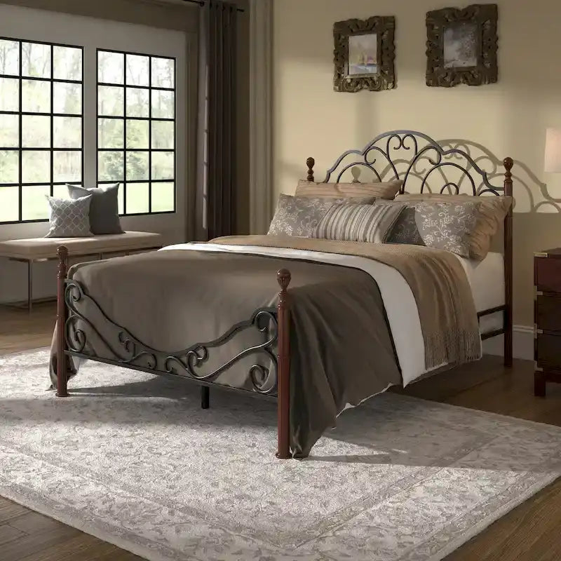 Cesky Graceful Scroll Bronze Metal Bed