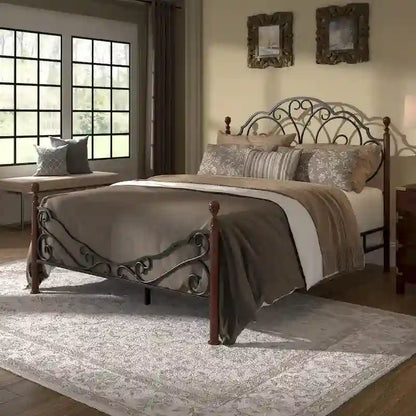 Cesky Graceful Scroll Bronze Metal Bed
