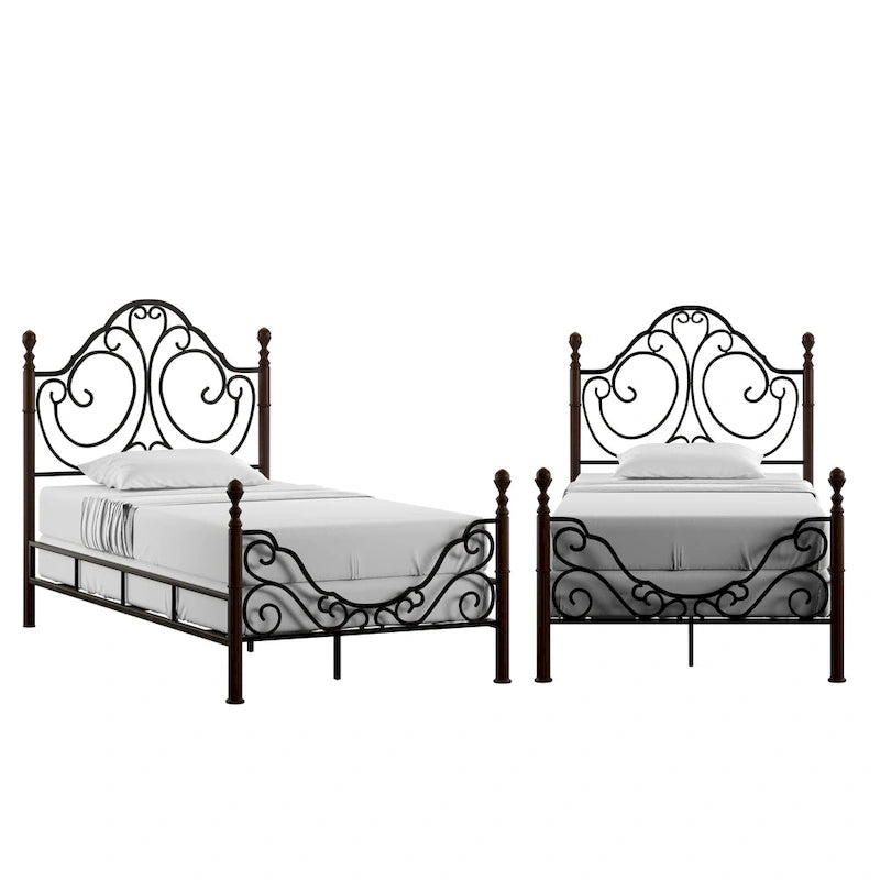 Cesky Graceful Scroll Bronze Metal Bed
