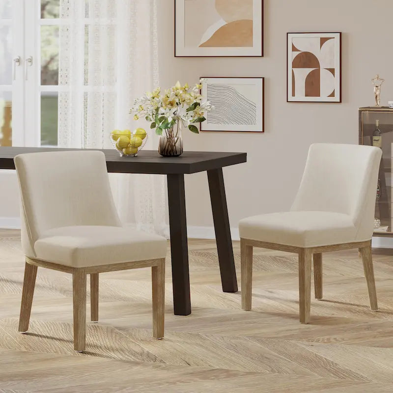 Camas Fabric Upholstered Wood Dining Chairs (Set of 2) by Christopher Knight Home