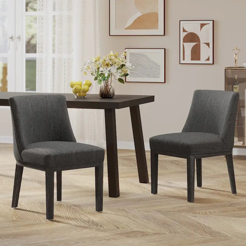 Camas Fabric Upholstered Wood Dining Chairs (Set of 2) by Christopher Knight Home