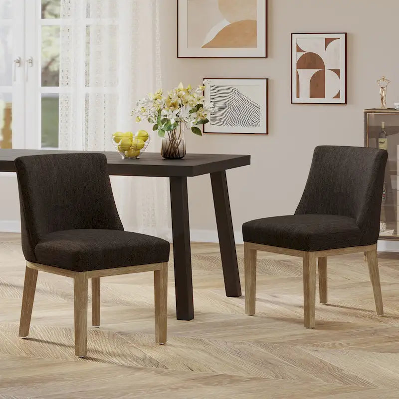 Camas Fabric Upholstered Wood Dining Chairs (Set of 2) by Christopher Knight Home