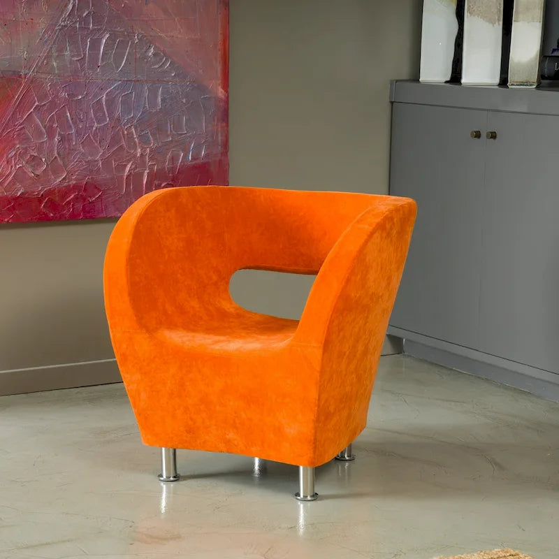 Modern Orange Microfiber Accent Chair by Christopher Knight Home