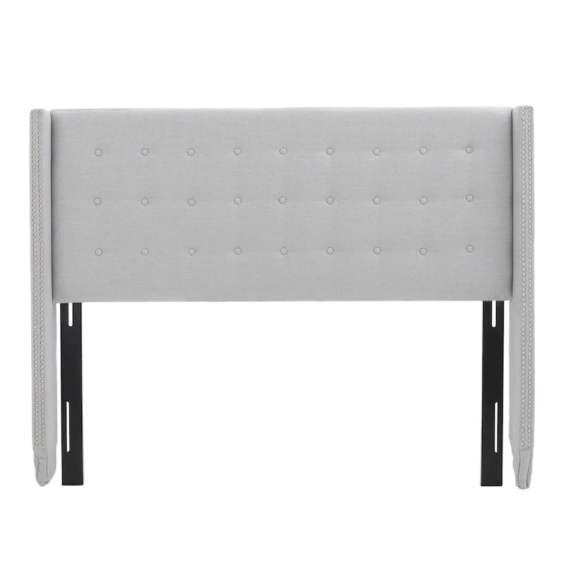 Kendrah Adjustable Full/Queen Wing-back Studded Fabric Headboard by Christopher Knight Home