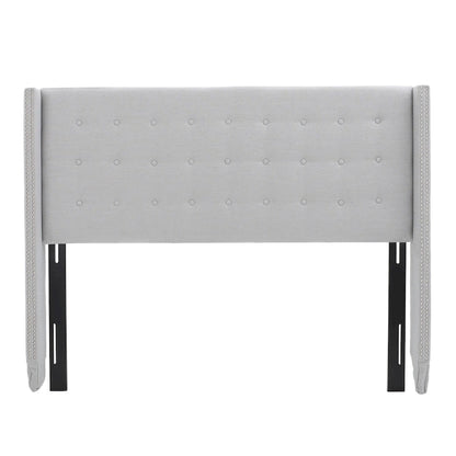 Kendrah Adjustable Full/Queen Wing-back Studded Fabric Headboard by Christopher Knight Home