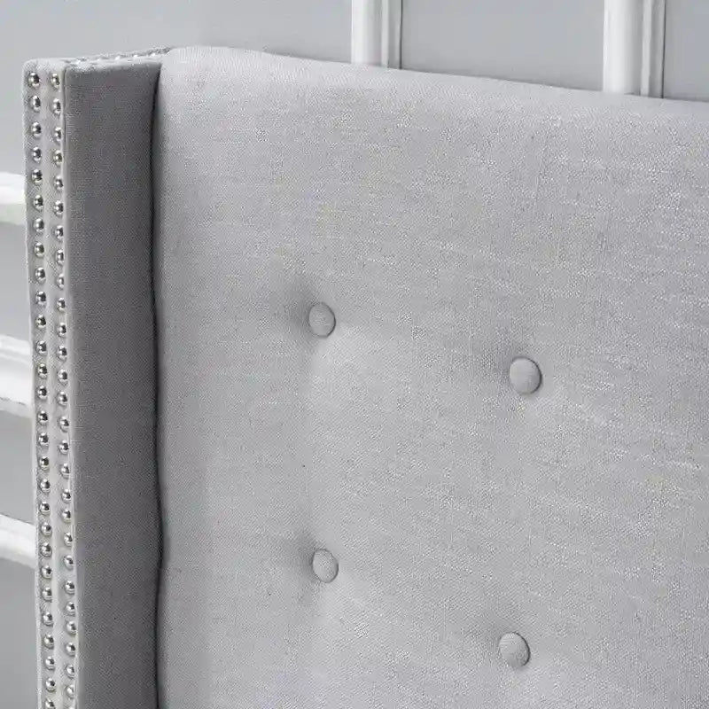 Kendrah Adjustable Full/Queen Wing-back Studded Fabric Headboard by Christopher Knight Home