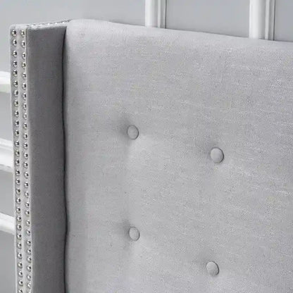 Kendrah Adjustable Full/Queen Wing-back Studded Fabric Headboard by Christopher Knight Home