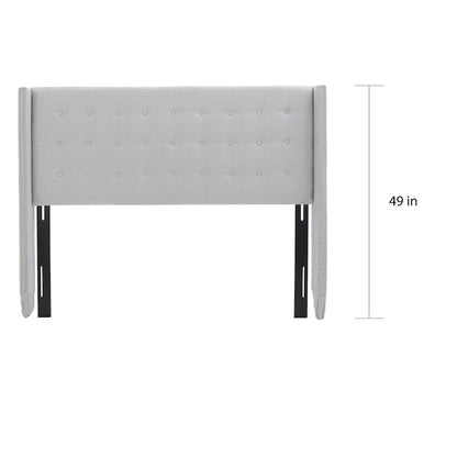 Kendrah Adjustable Full/Queen Wing-back Studded Fabric Headboard by Christopher Knight Home