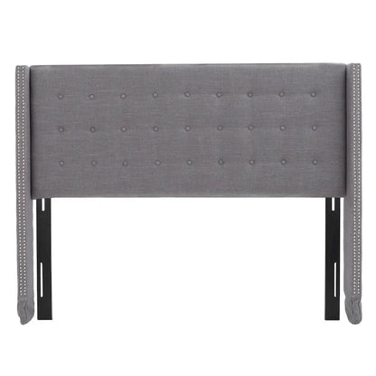 Kendrah Adjustable Full/Queen Wing-back Studded Fabric Headboard by Christopher Knight Home