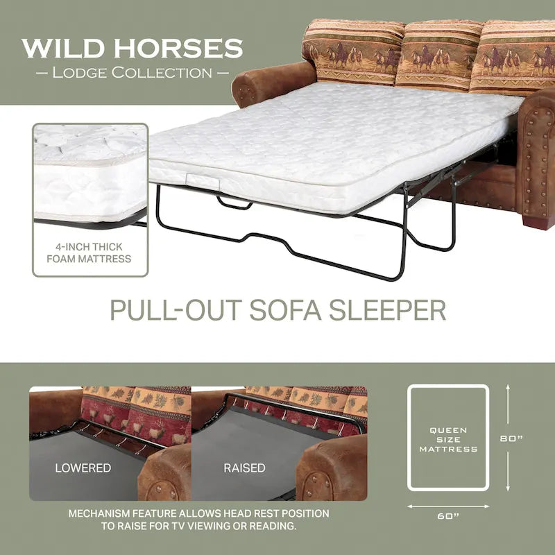 Wild Horses Lodge 4-piece Seating Group with Sofa Sleeper