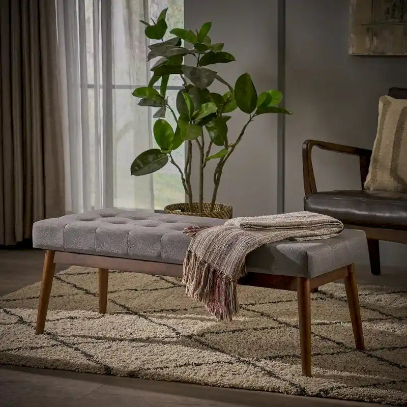 Flavel Tufted Fabric Ottoman Bench by Christopher Knight Home